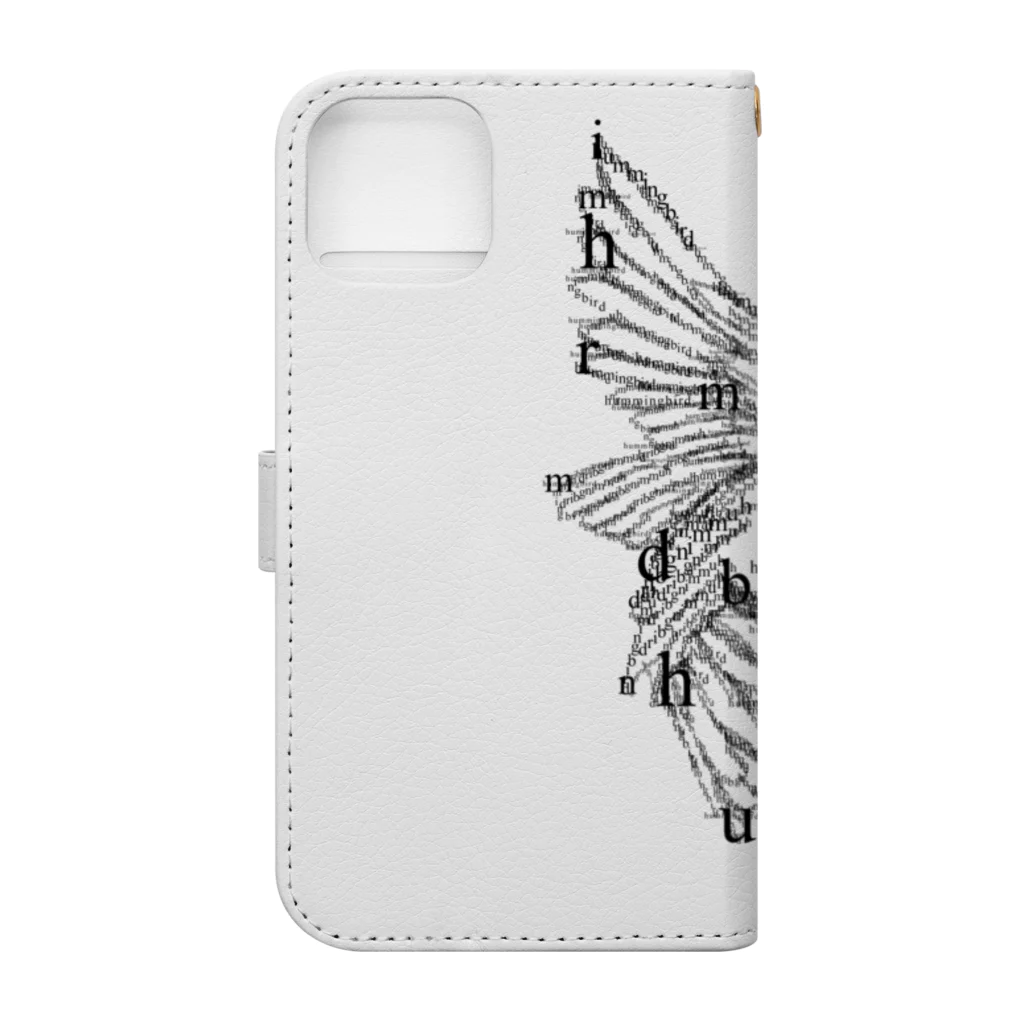 t-shirts-cafeのフォントイラストレーション『hummingbird（ハミングバード・ハチドリ）』 Book-Style Smartphone Case :back