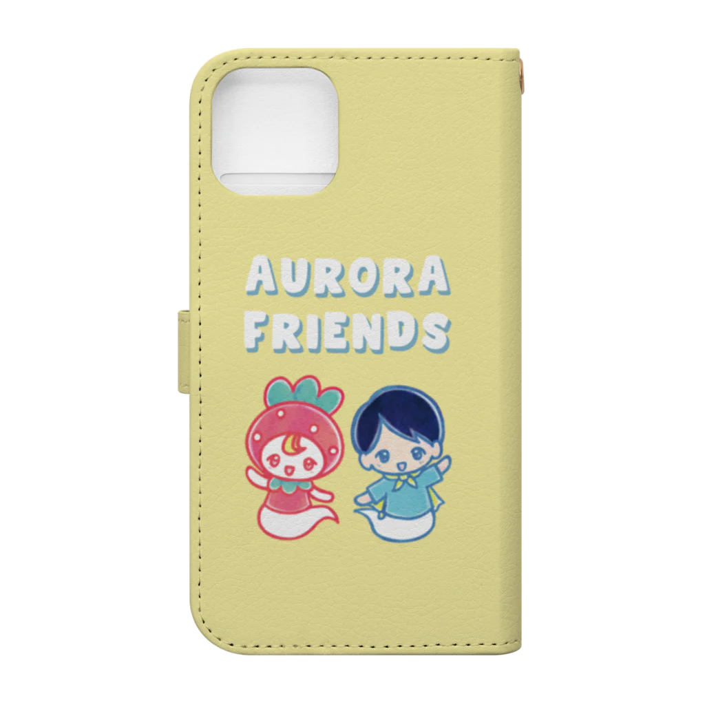 AURORA_MARTのオーロラちゃんとてっちゃんまん_手帳型スマホケース Book-Style Smartphone Case :back