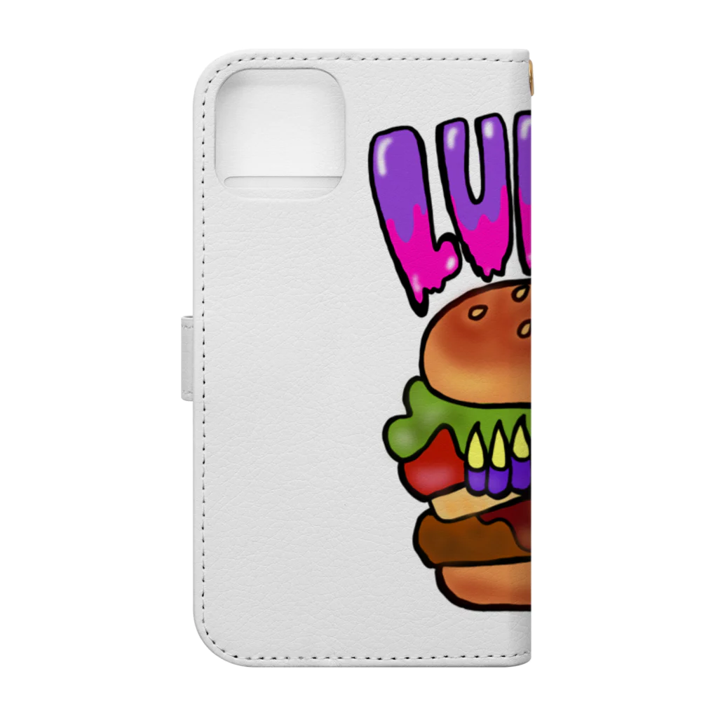 あやしいおばさん くろまめさんのランチ（チーズバーガー） Book-Style Smartphone Case :back