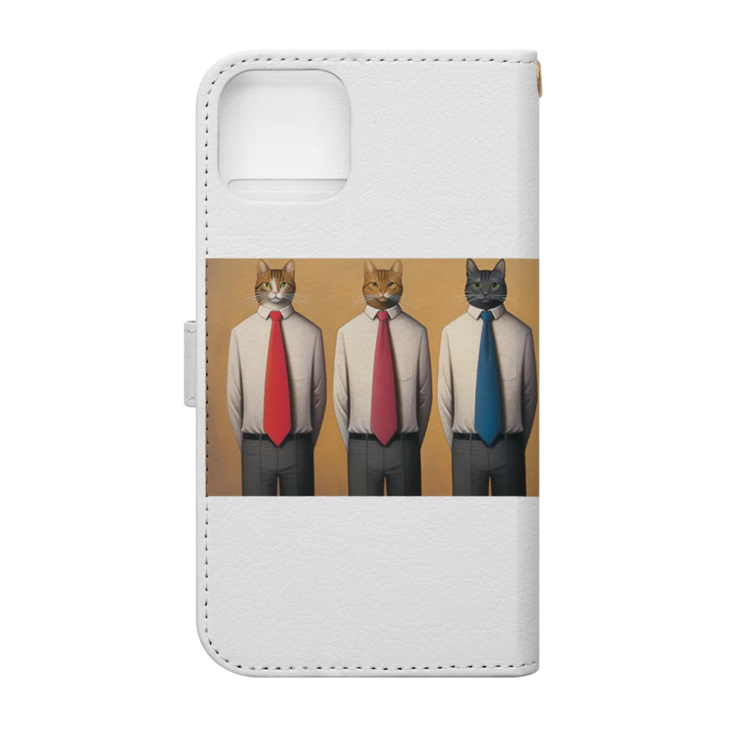 たゆたゆのネクタイを締める猫 Book-Style Smartphone Case :back