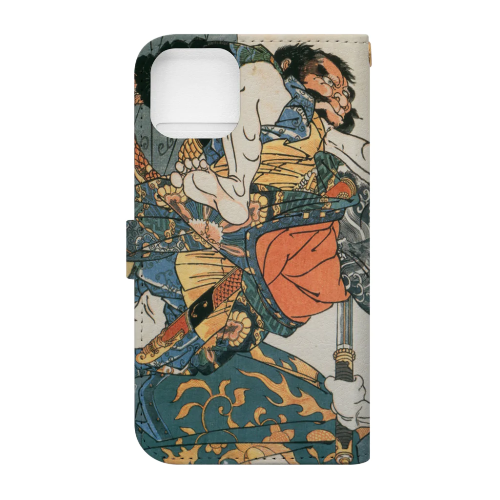 寿めでたや(ukiyoe)の浮世絵：歌川国芳_水滸伝豪傑 短命二郎阮小五 Book-Style Smartphone Case :back