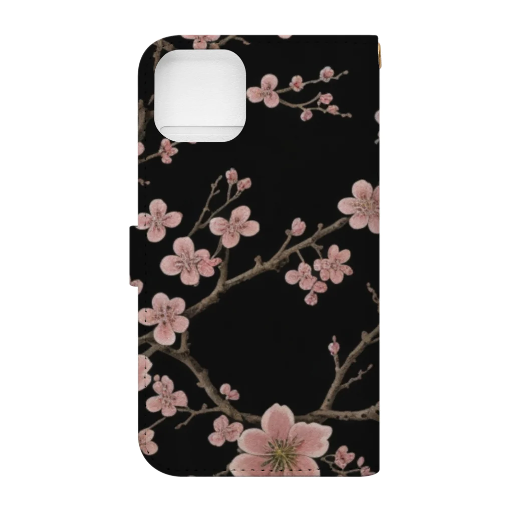 _AnzuのSakura　×　黒 手帳型スマホケースの裏面