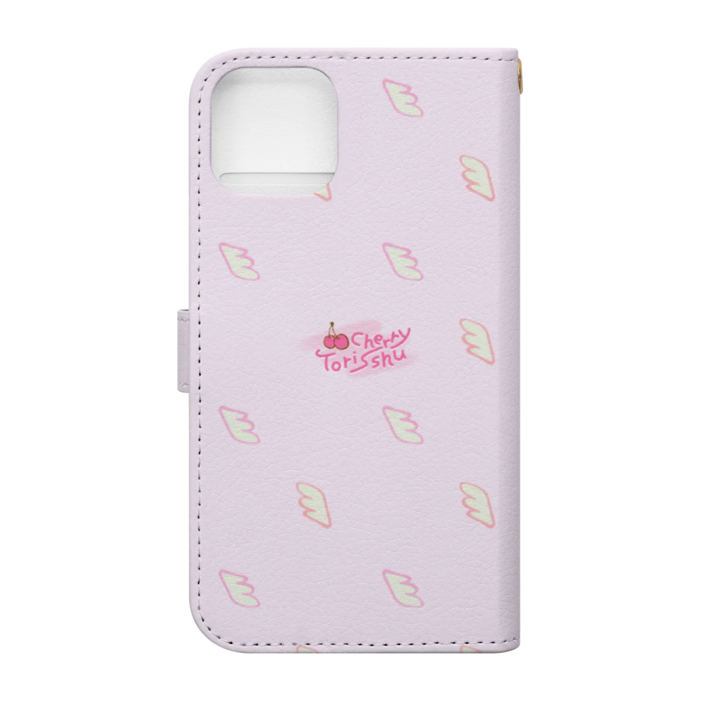 ぶたりん@イラストの手帳型スマホケース　トリッシュ赤 Book-Style Smartphone Case :back