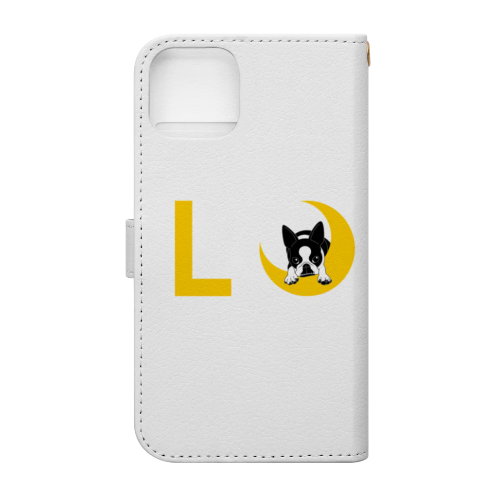 コチ(ボストンテリア)の小物用:ボストンテリア(月LOVE)[v2.8k] Book-Style Smartphone Case :back