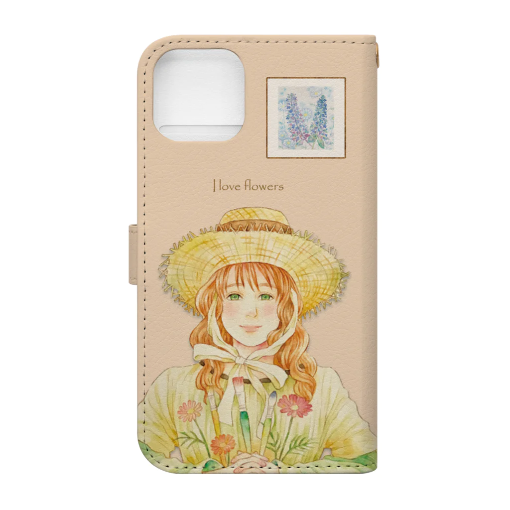 kazuyo online store【suzuri】　　　　　　　　　　　　　　　　　　　　　　　　　　　　　　　　　　　　　　　　　　　　　　　　　　　　　　　　　　　　　　　　のFlower gardener【パステルオレンジ】 Book-Style Smartphone Case :back