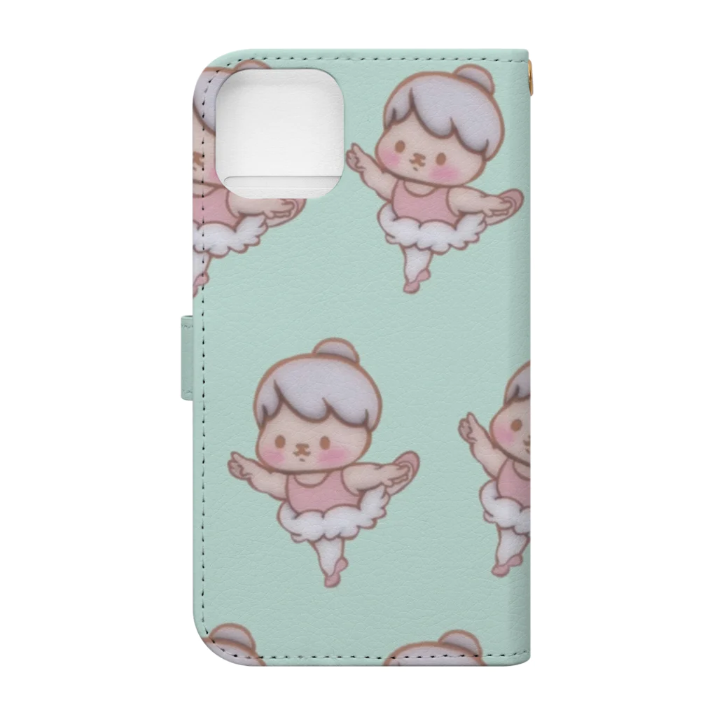 BabyBallerina🩰ONLINESHOPのベビーバレリーナ　アラベスクグリーン Book-Style Smartphone Case :back