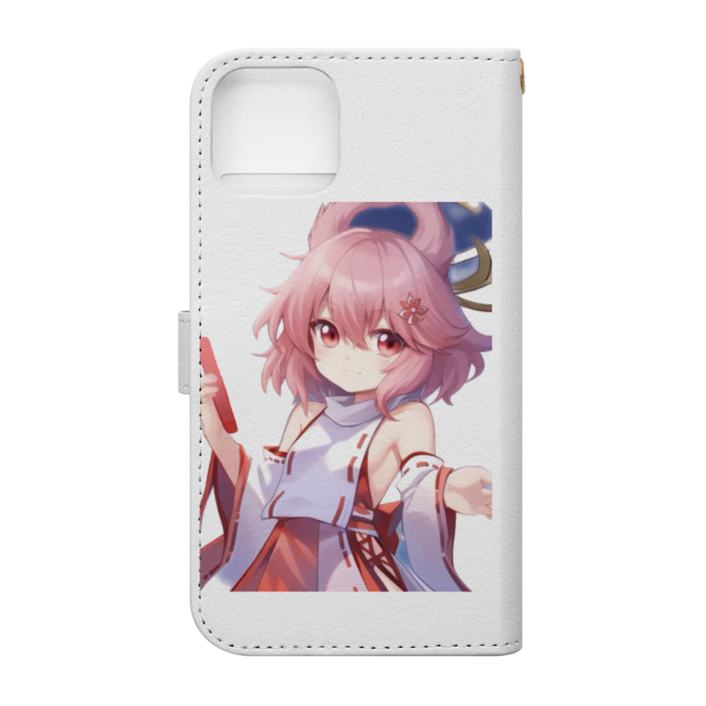 タカネットの巫女の少女 Book-Style Smartphone Case :back