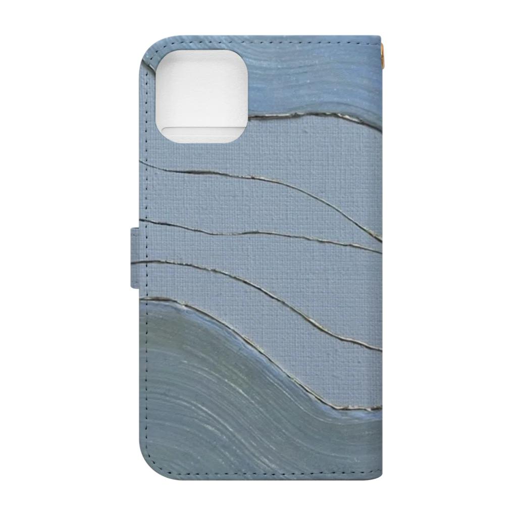 祝祭🧊テクスチャーアートの『流れる　blue』 Book-Style Smartphone Case :back