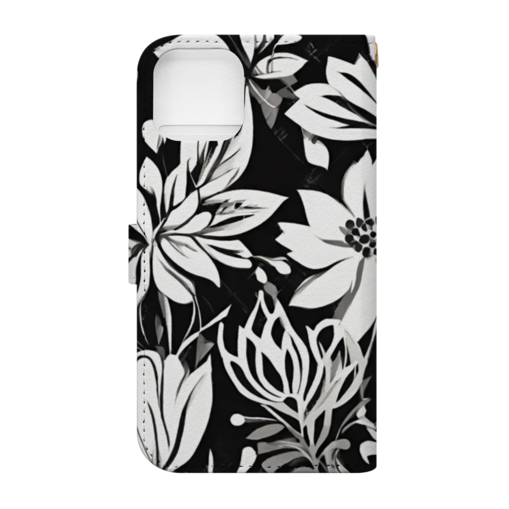 coco styleのAI Illust  花柄 Book-Style Smartphone Case :back