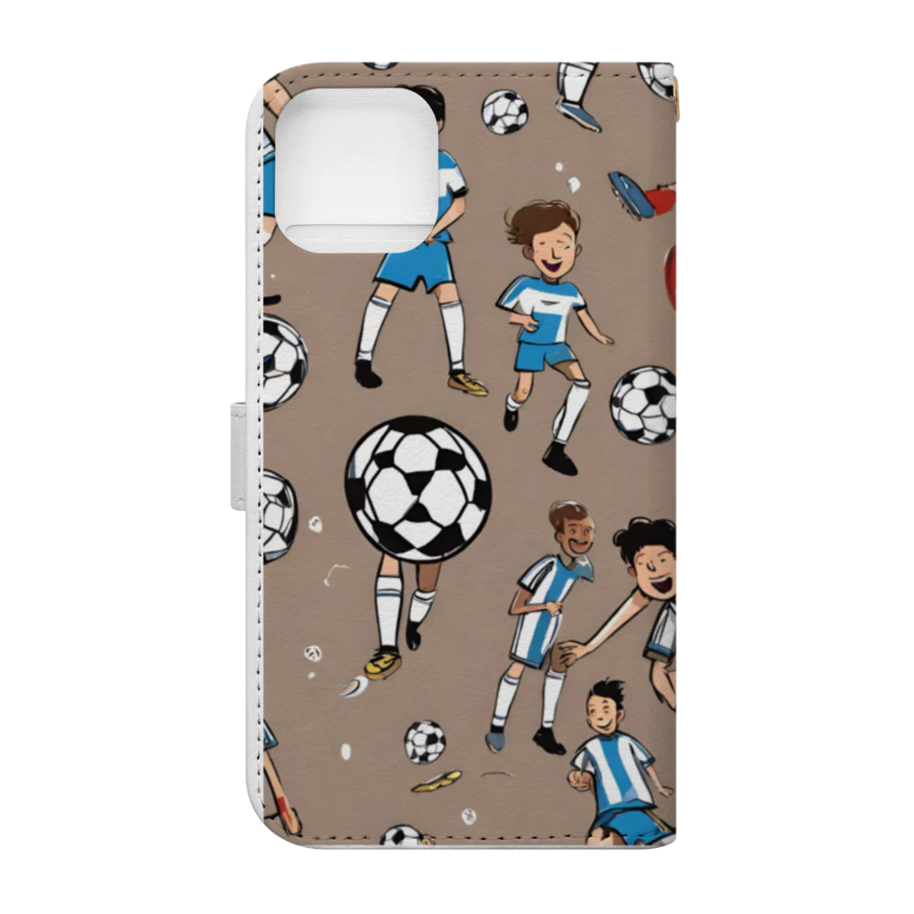 子供と嫁と時々わたしのサッカー小僧 Book-Style Smartphone Case :back