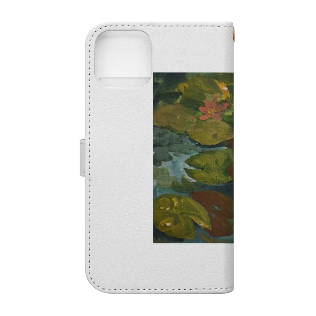 JjyunKaigaKoubouの2020年5月岡田美術館前 雨後の蓮の花 Book-Style Smartphone Case :back