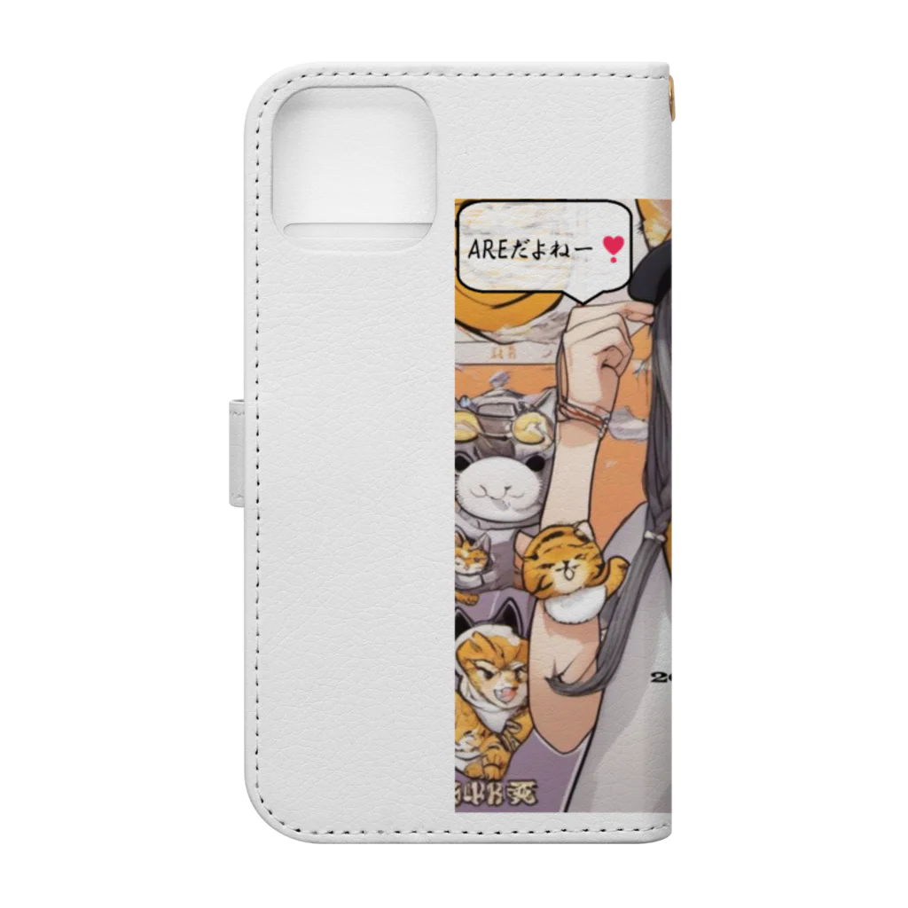 HARERUYA59の阪神タイガース　優勝　マスコット　トラ娘 Book-Style Smartphone Case :back