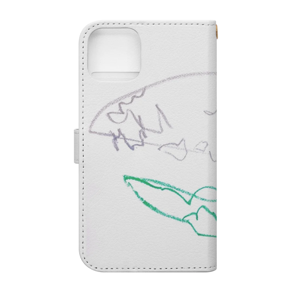 R&M工房のサメときょうりゅう？？ Book-Style Smartphone Case :back