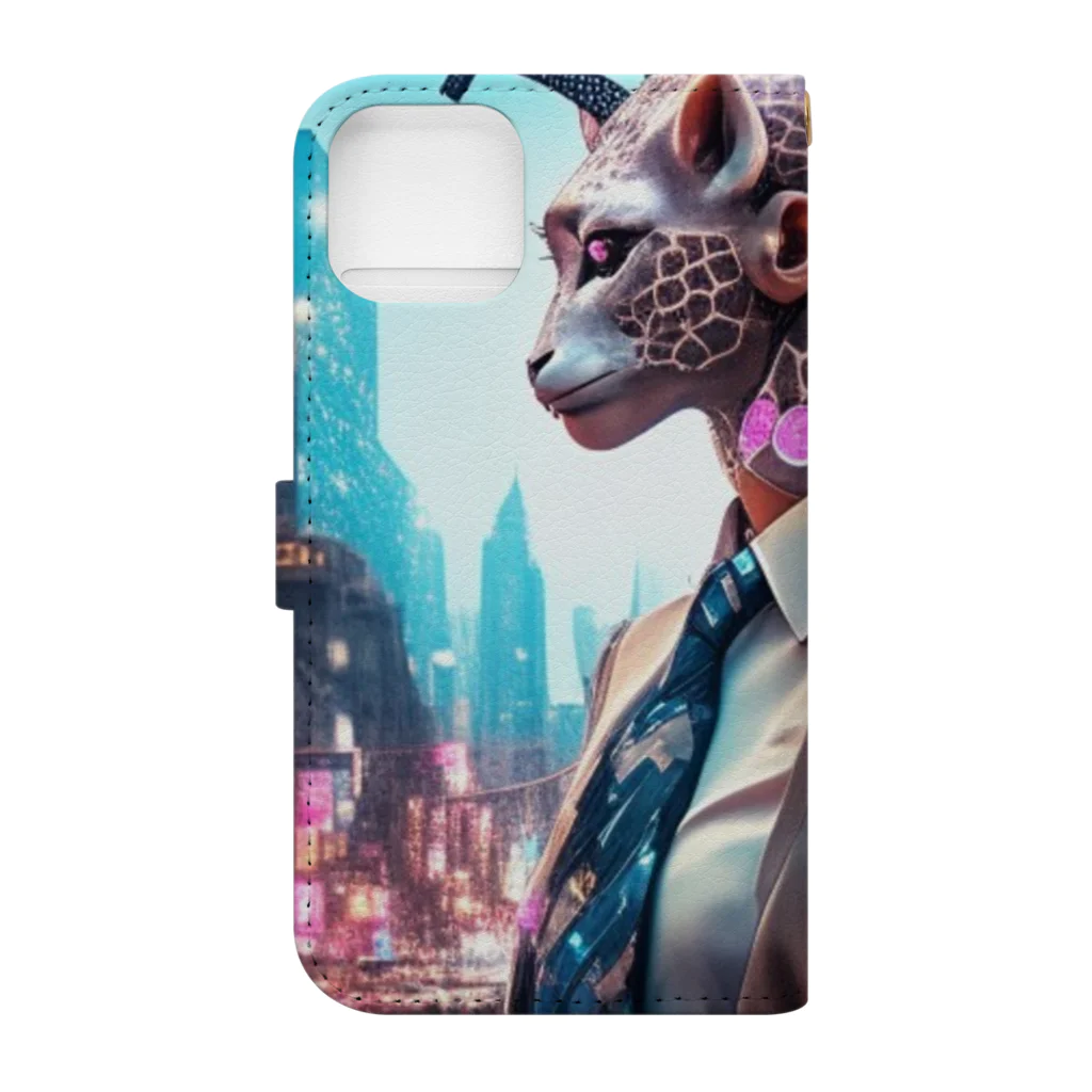 𝔔𝔘𝔒ℜℑ𝔄のCyberpunk giraffe Book-Style Smartphone Case :back