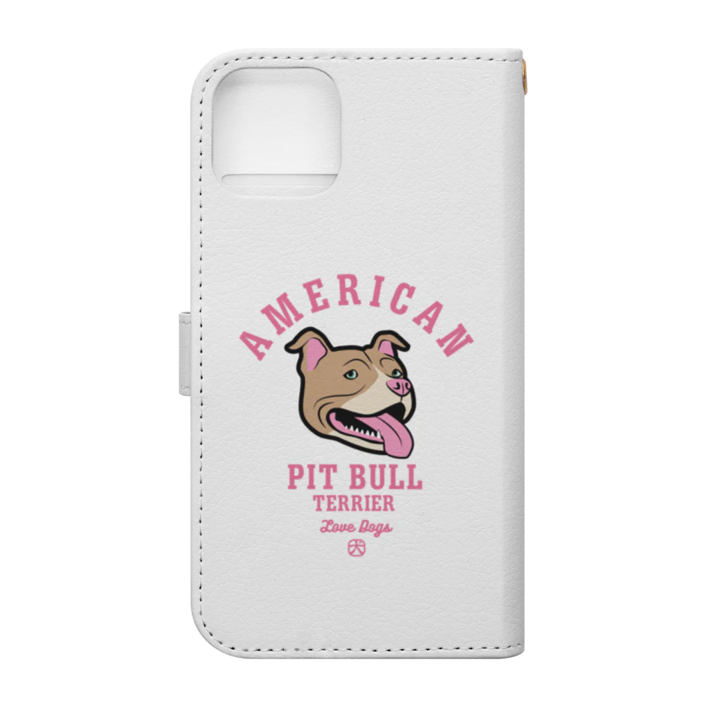 LONESOME TYPE ススのLove❤️Dogs（アメリカンピットブルテリア・赤鼻） Book-Style Smartphone Case :back