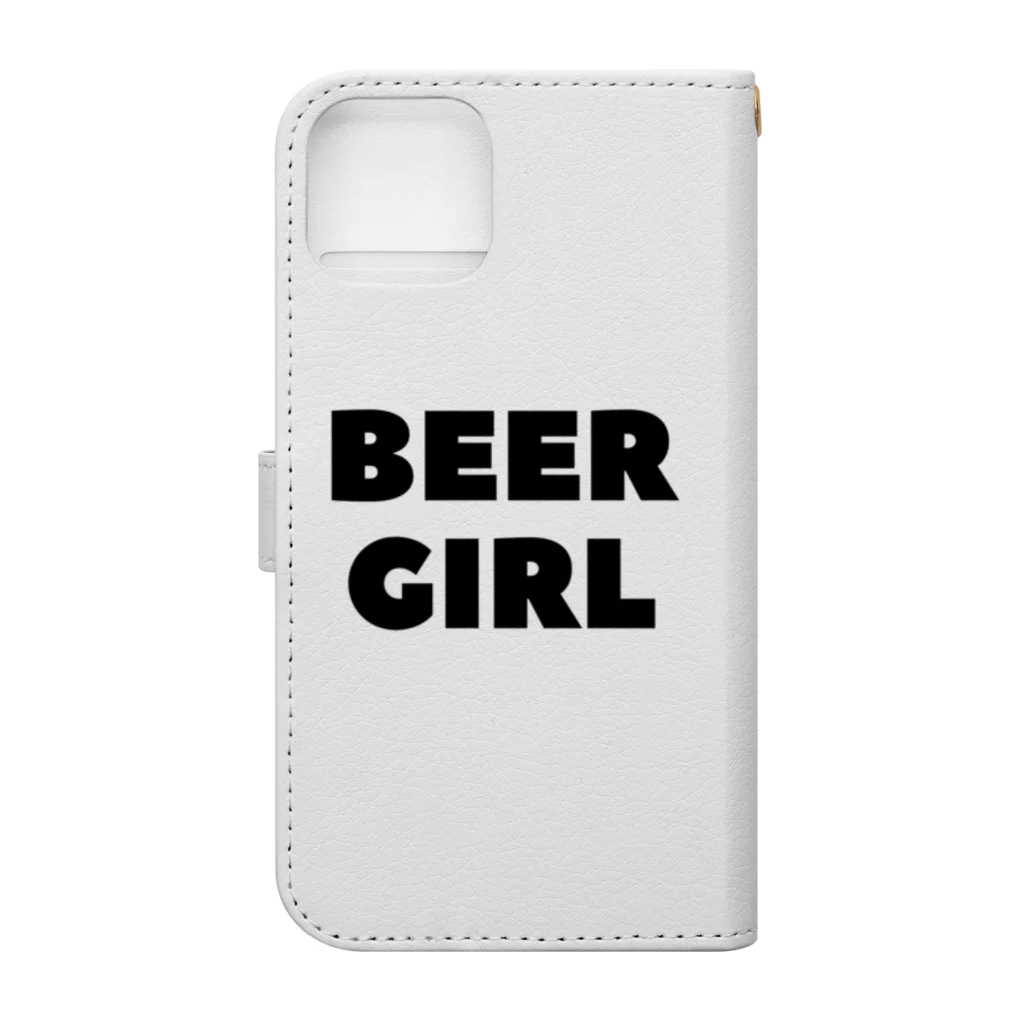 BEERのビールガール_黒字(透過) Book-Style Smartphone Case :back