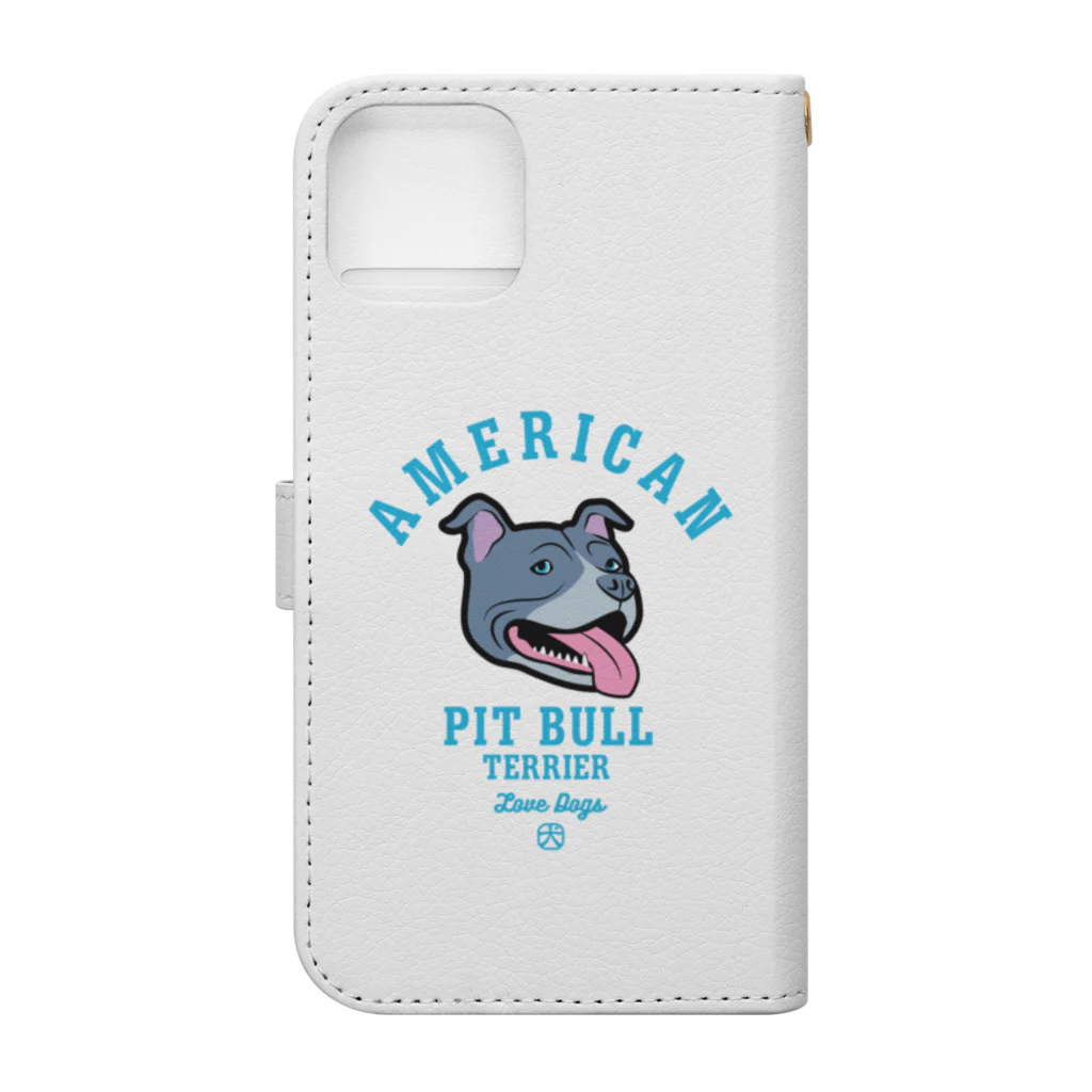 LONESOME TYPE ススのLove❤️Dogs（アメリカンピットブルテリア・青鼻） Book-Style Smartphone Case :back