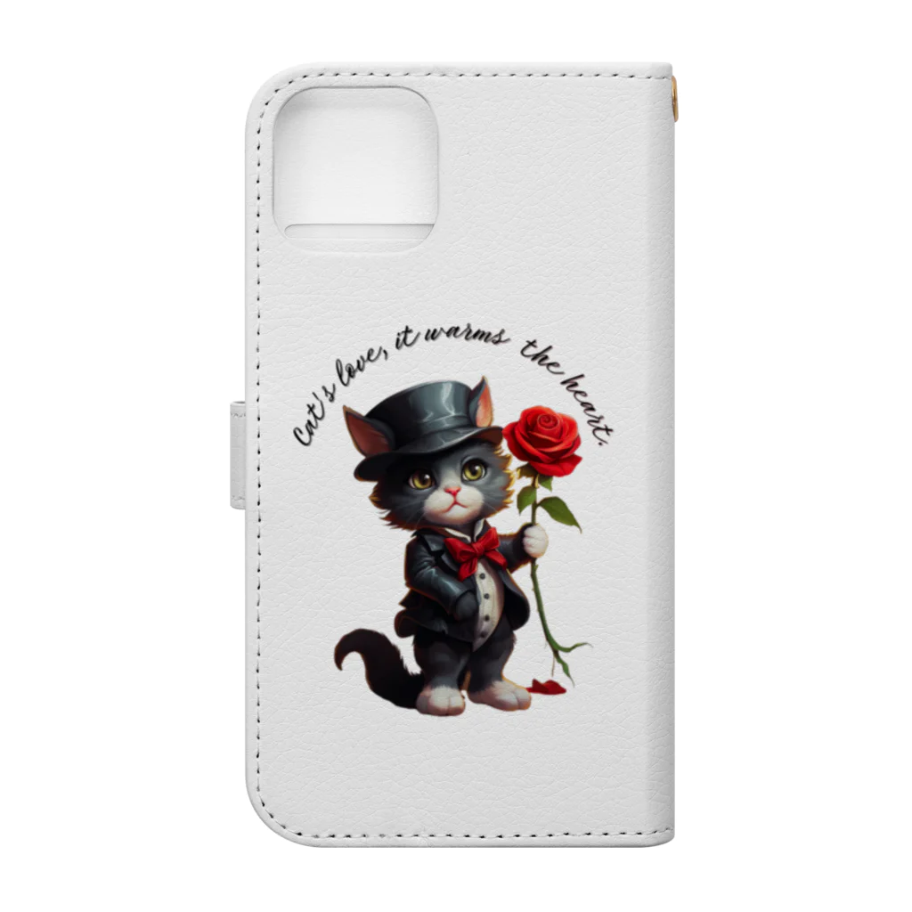 yasunekoの黒猫(ソックス) Book-Style Smartphone Case :back