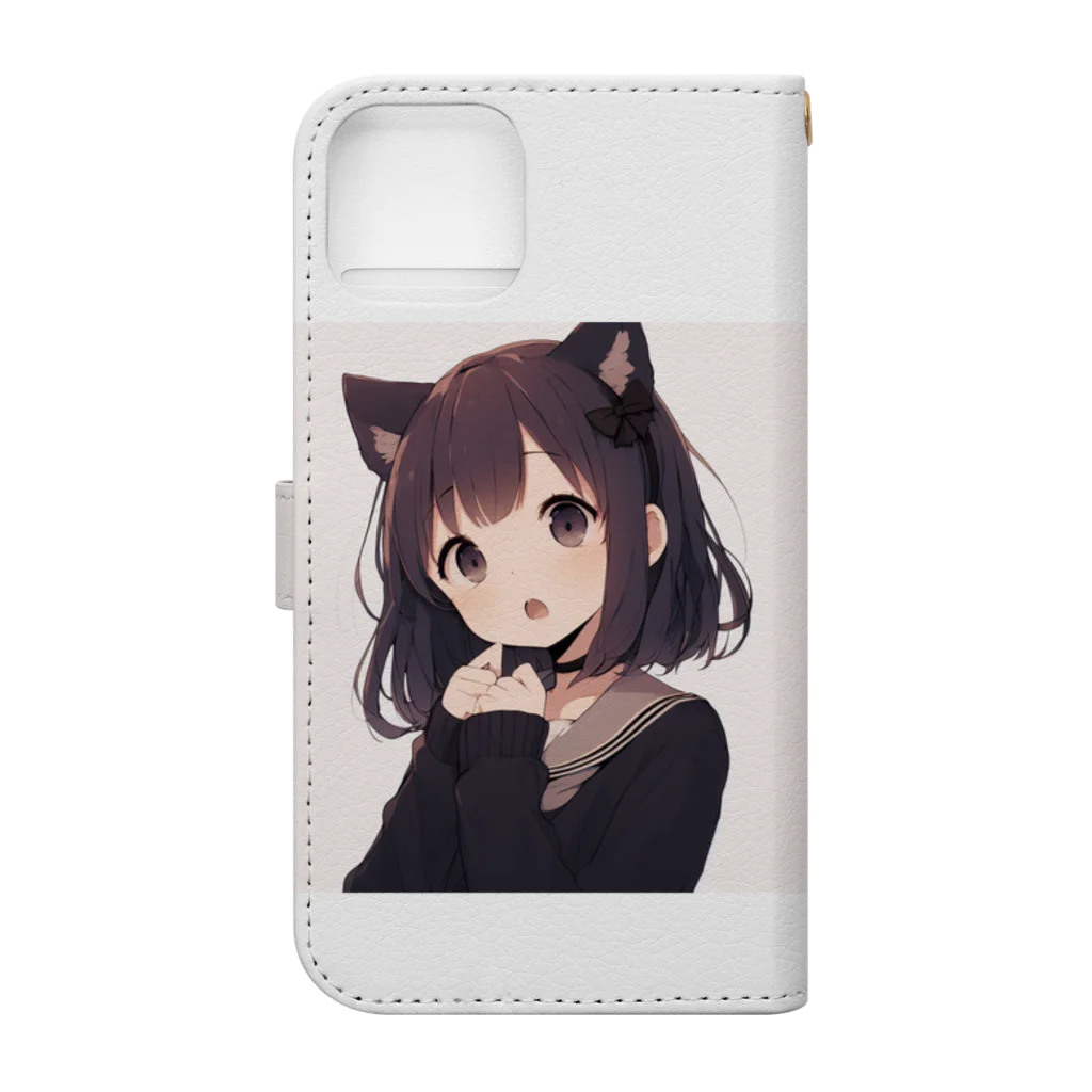 Droショップの猫耳っ娘 手帳型スマホケースの裏面