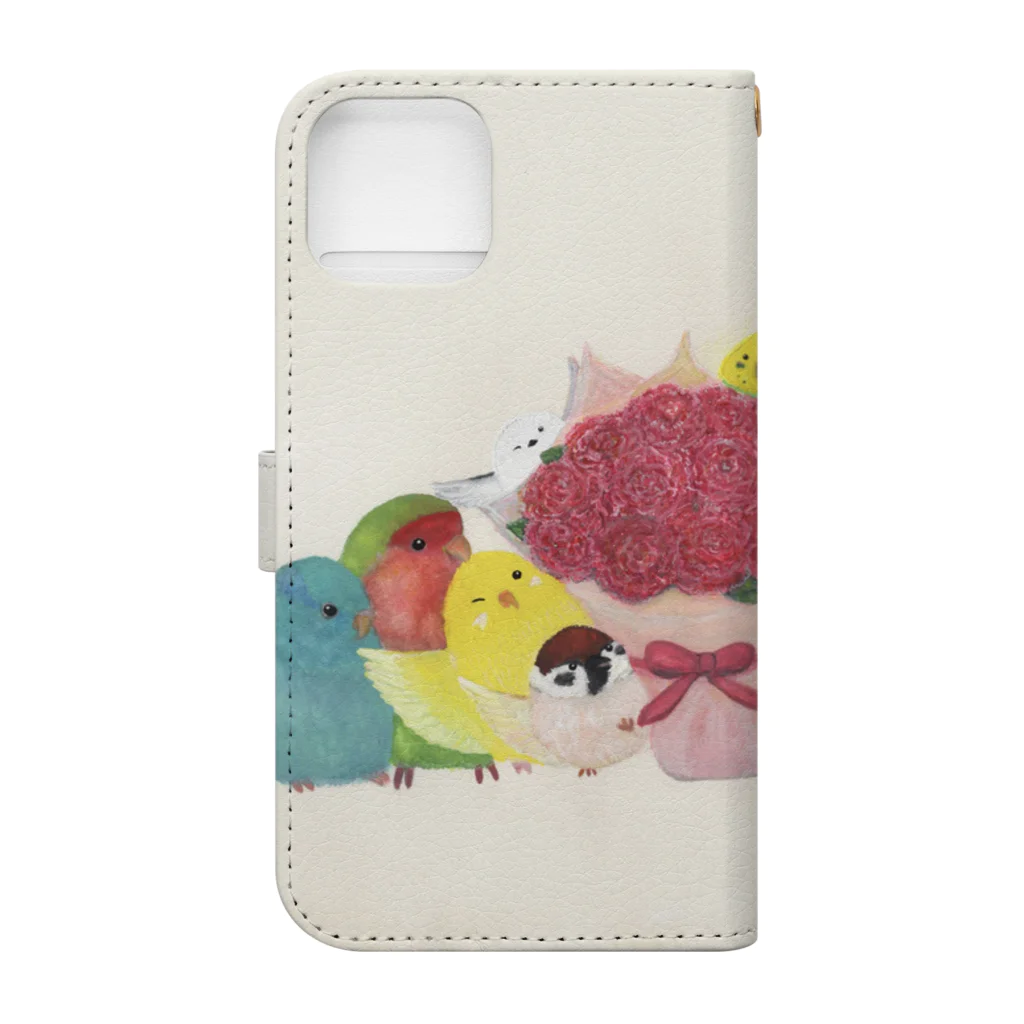 yuuwa sachi のいつもありがとうインコたち Book-Style Smartphone Case :back