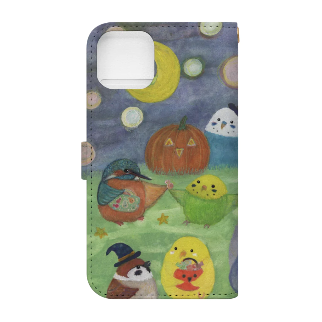 yuuwa sachi のハロウィンインコたち Book-Style Smartphone Case :back