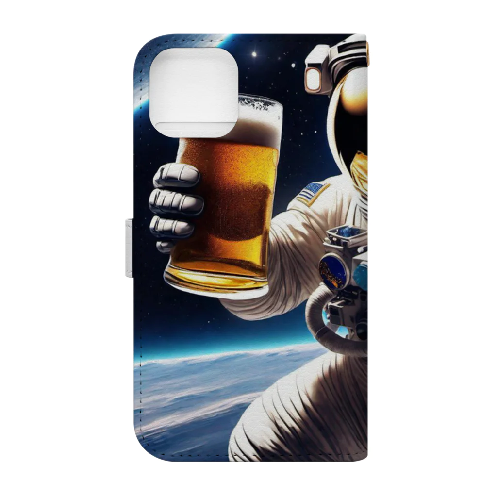 宇宙開発デザイン科の酒飲みアストロノーツ 手帳型スマホケースの裏面