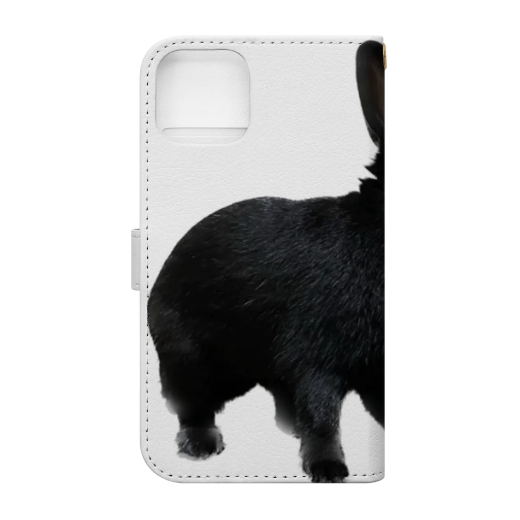 それなりに楽しい(SHOP)の黒ウサギのルーさん　手帳型スマホケース Book-Style Smartphone Case :back