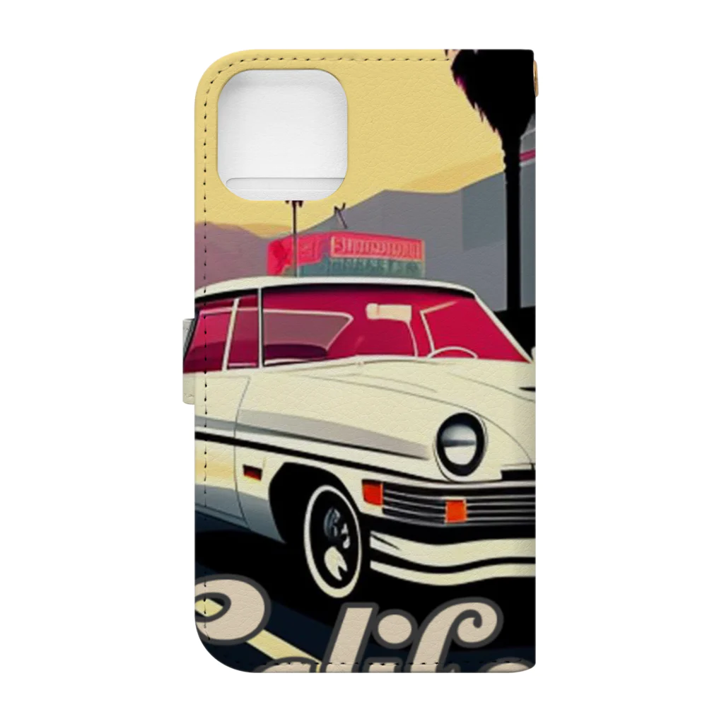 めそぽのカリフォルニアの白い車 Book-Style Smartphone Case :back