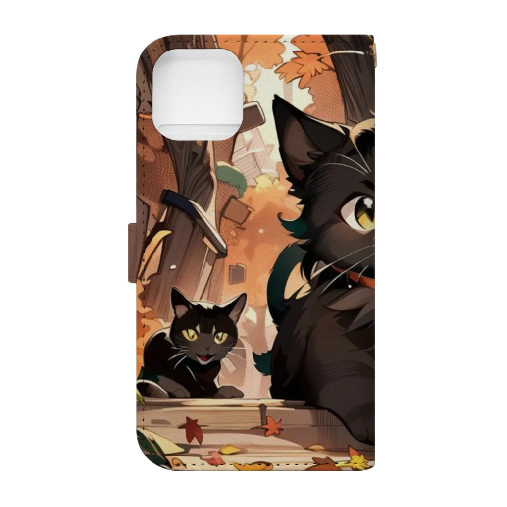 CROSS Kの紅葉と黒猫 Book-Style Smartphone Case :back