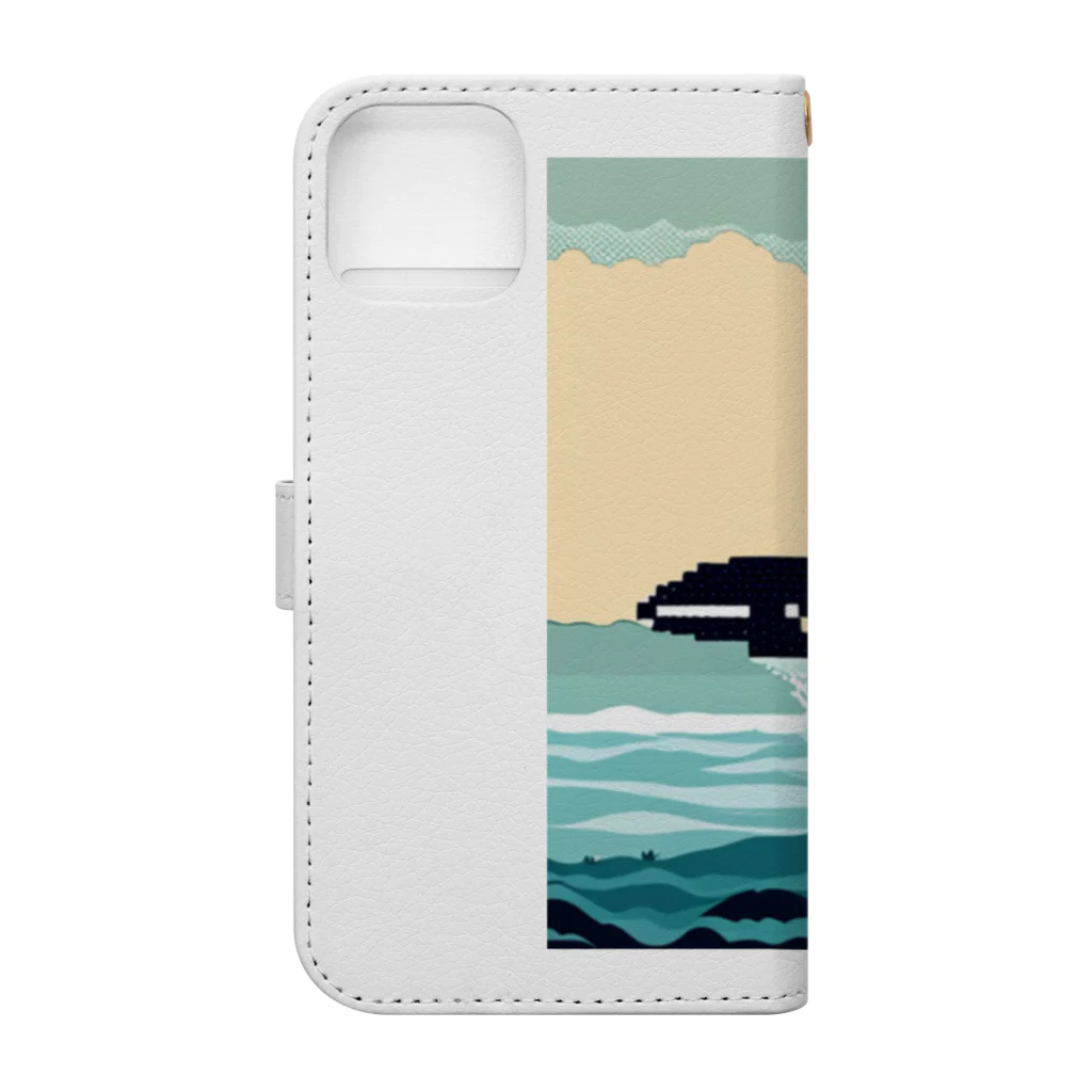 dosurinのドット絵のクジラ Book-Style Smartphone Case :back