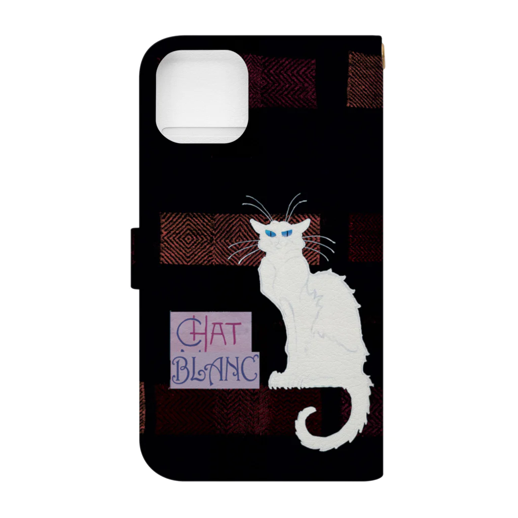 PALA's SHOP　cool、シュール、古風、和風、のCHAT BLANCー０Q２ Book-Style Smartphone Case :back