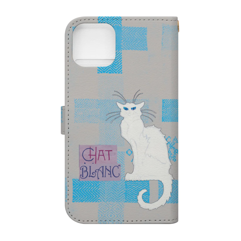 PALA's SHOP　cool、シュール、古風、和風、のCHAT BLANCー０Q６ Book-Style Smartphone Case :back