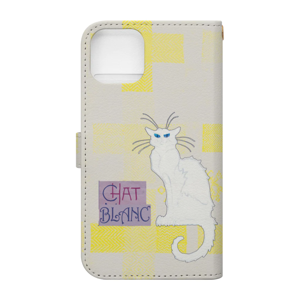 PALA's SHOP　cool、シュール、古風、和風、のCHAT BLANCー０Q7 Book-Style Smartphone Case :back