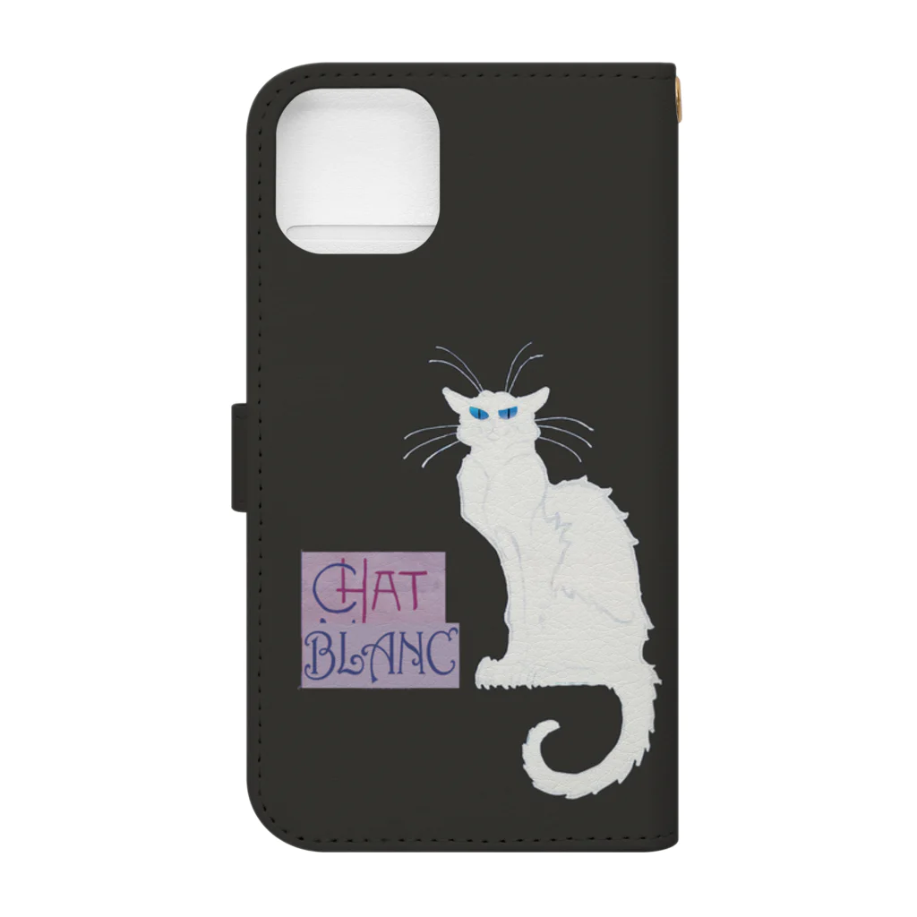 PALA's SHOP　cool、シュール、古風、和風、のCHAT BLANCー０Q１０ Book-Style Smartphone Case :back