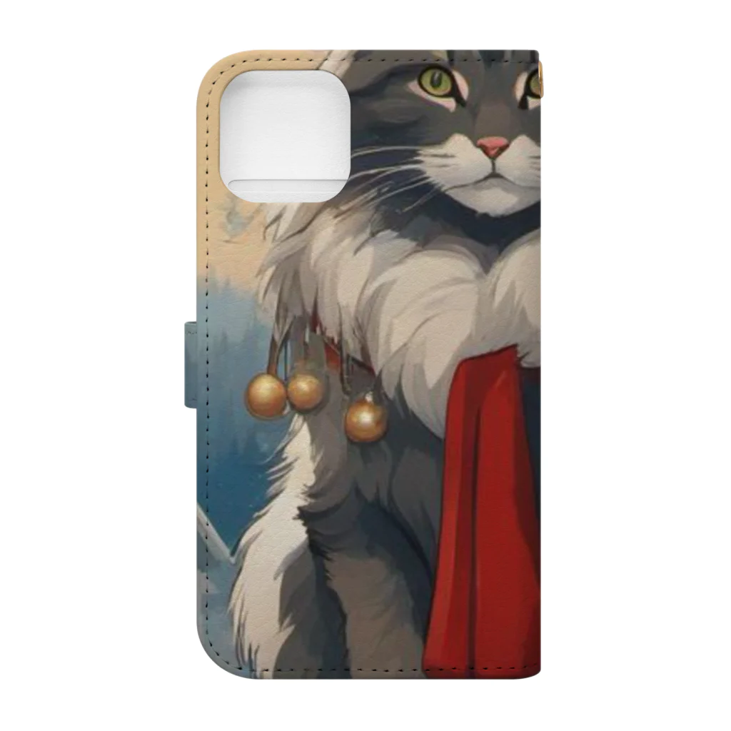 ruiruirの猫　冬　クリスマス Book-Style Smartphone Case :back