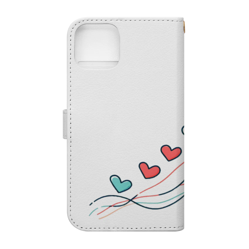 終わらない夢🌈の軽やかに舞うハート🩷 Book-Style Smartphone Case :back