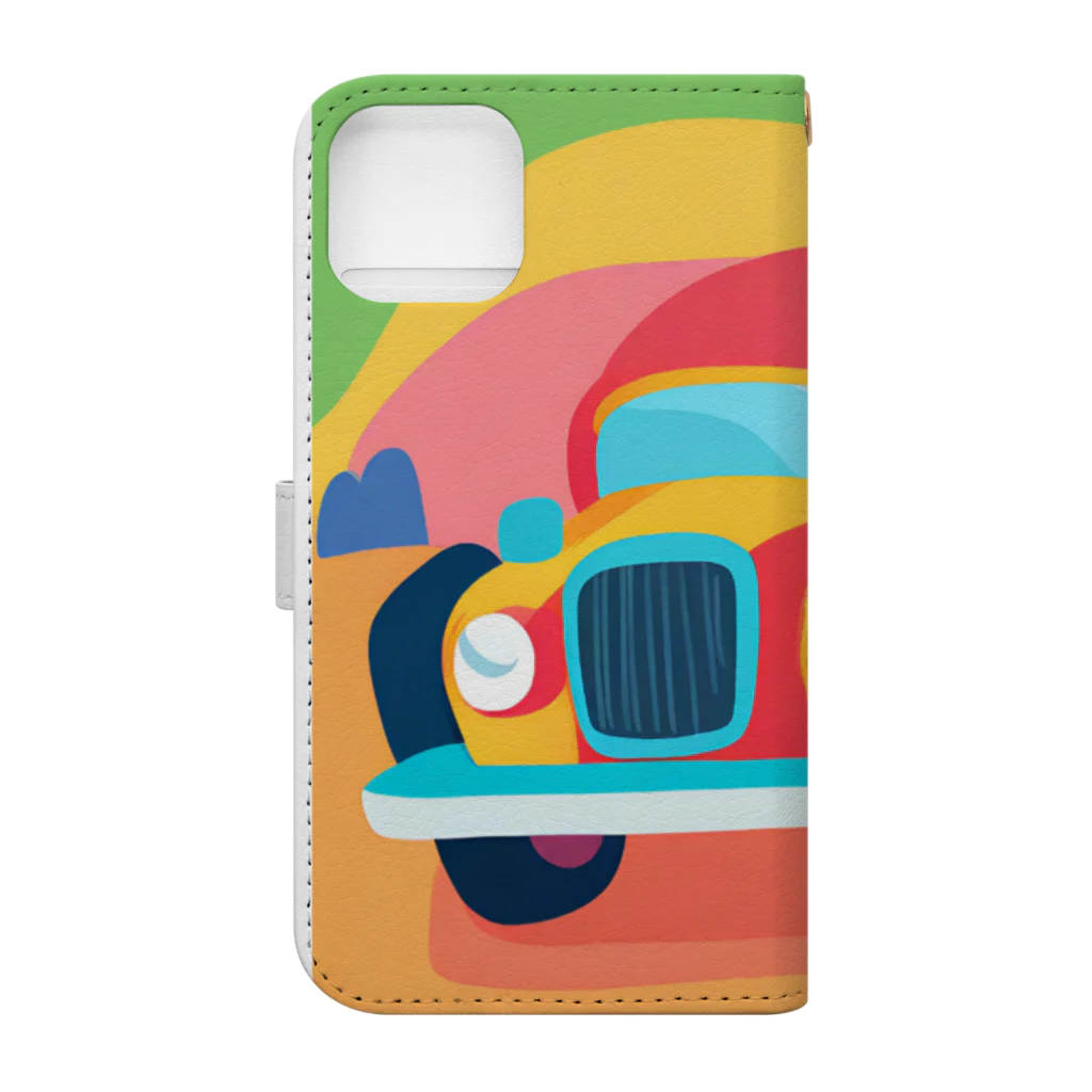 nekobu0323のポップな車 Book-Style Smartphone Case :back