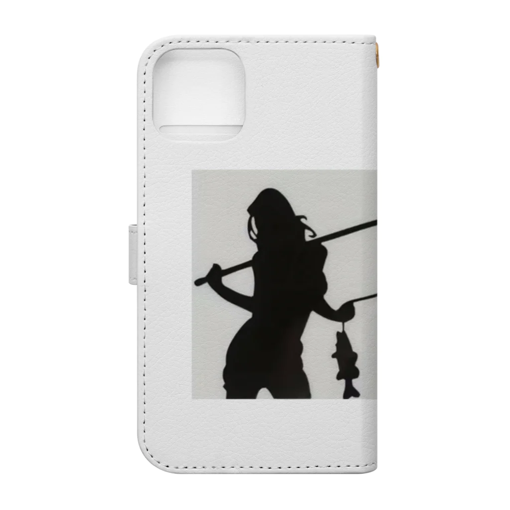 No Fishing No Life の釣り女子 Book-Style Smartphone Case :back