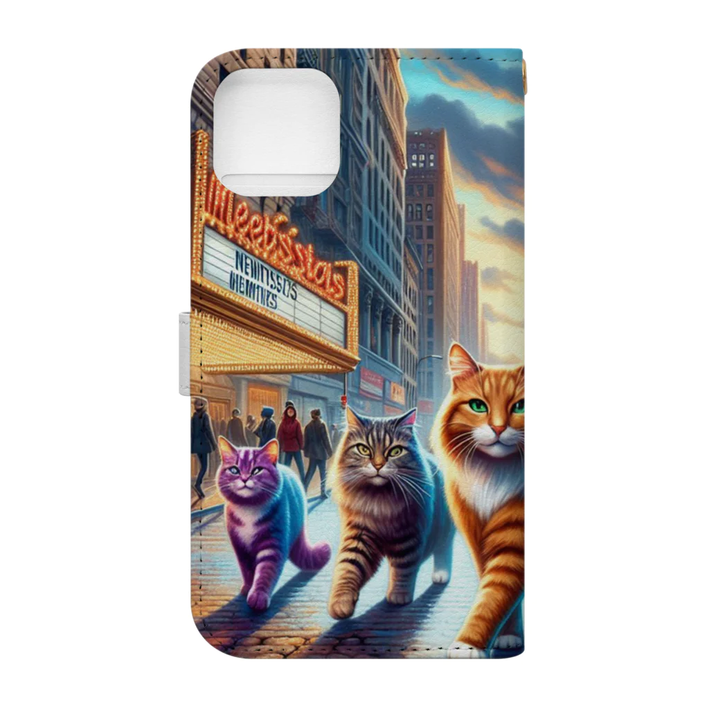 AI cats factoryのブロードウェイキャッツ Book-Style Smartphone Case :back