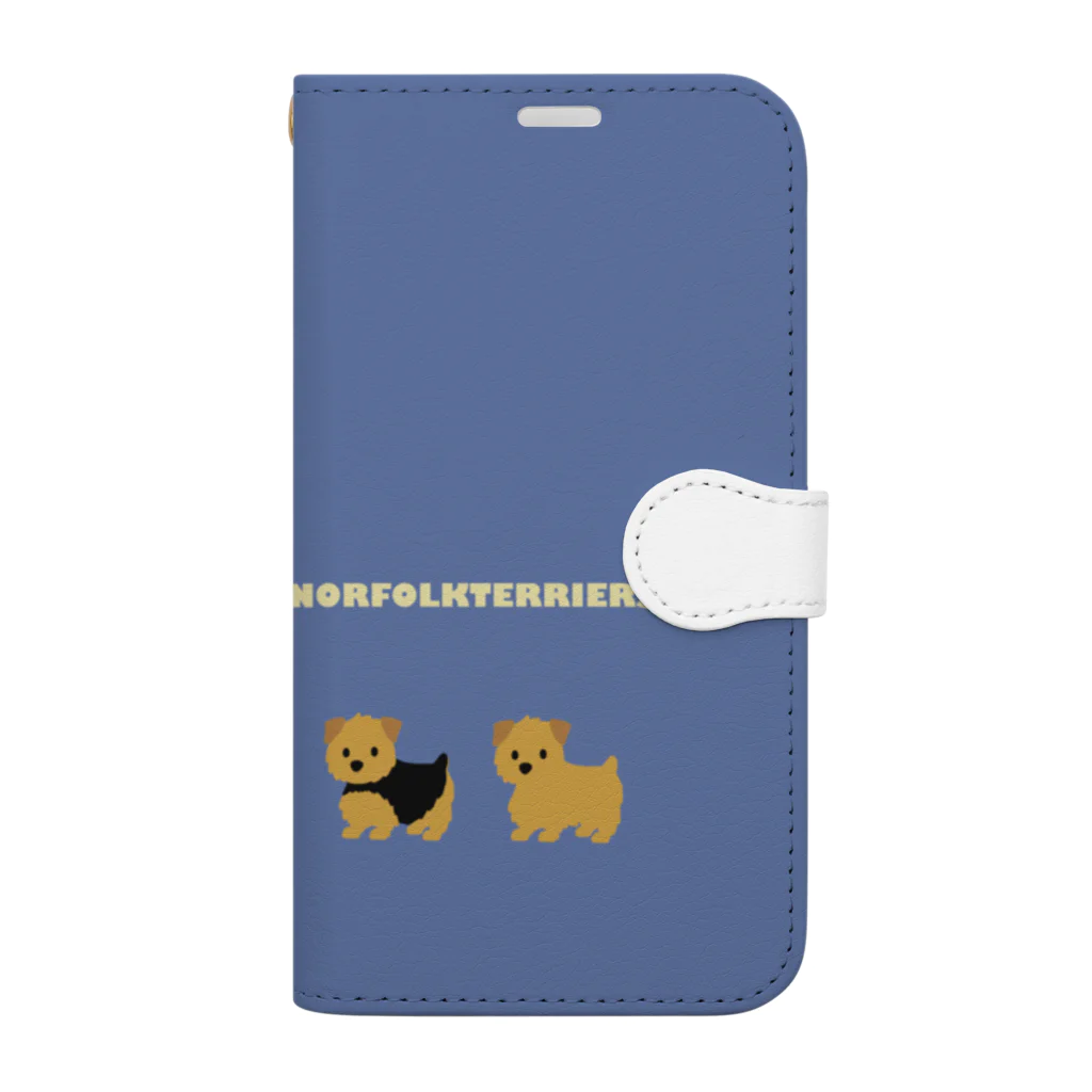 TOMOS-dogのnorfolkterriers（blue） 手帳型スマホケース