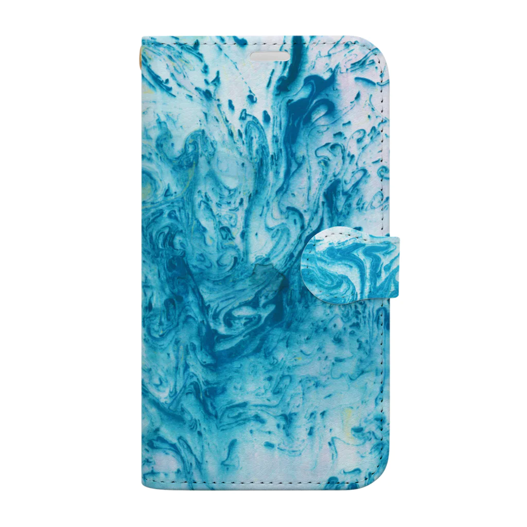 guruguのEbru　light blue 手帳型スマホケース