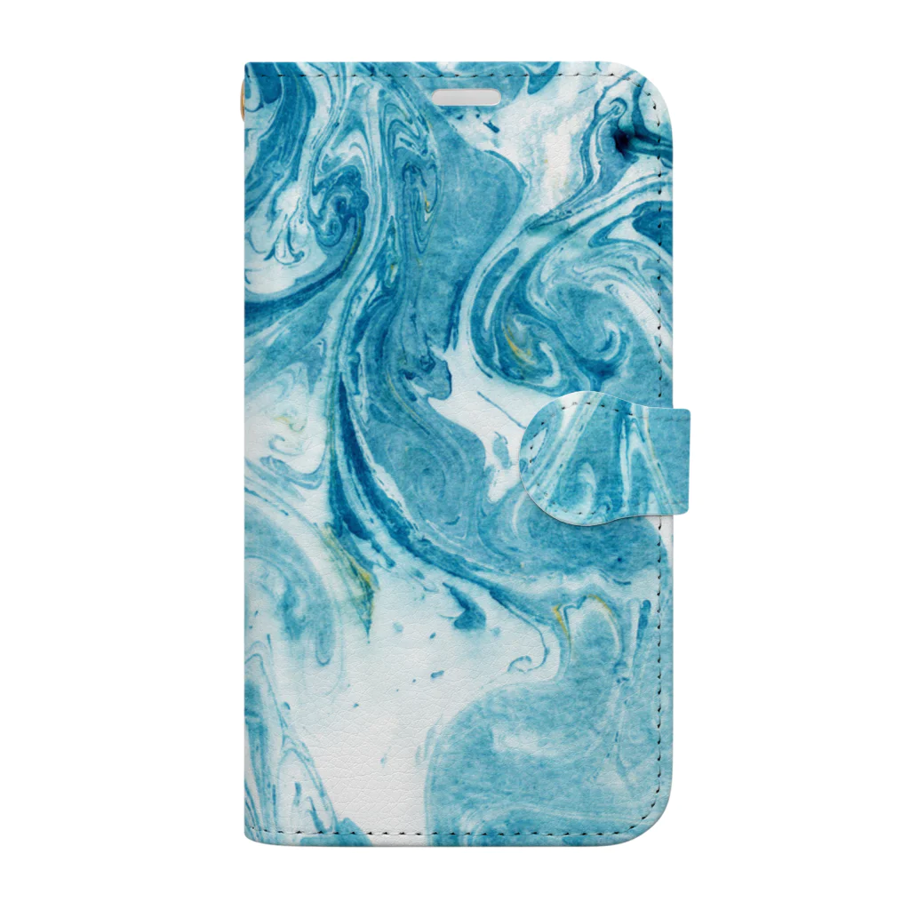 guruguのEbru　light blue Book-Style Smartphone Case