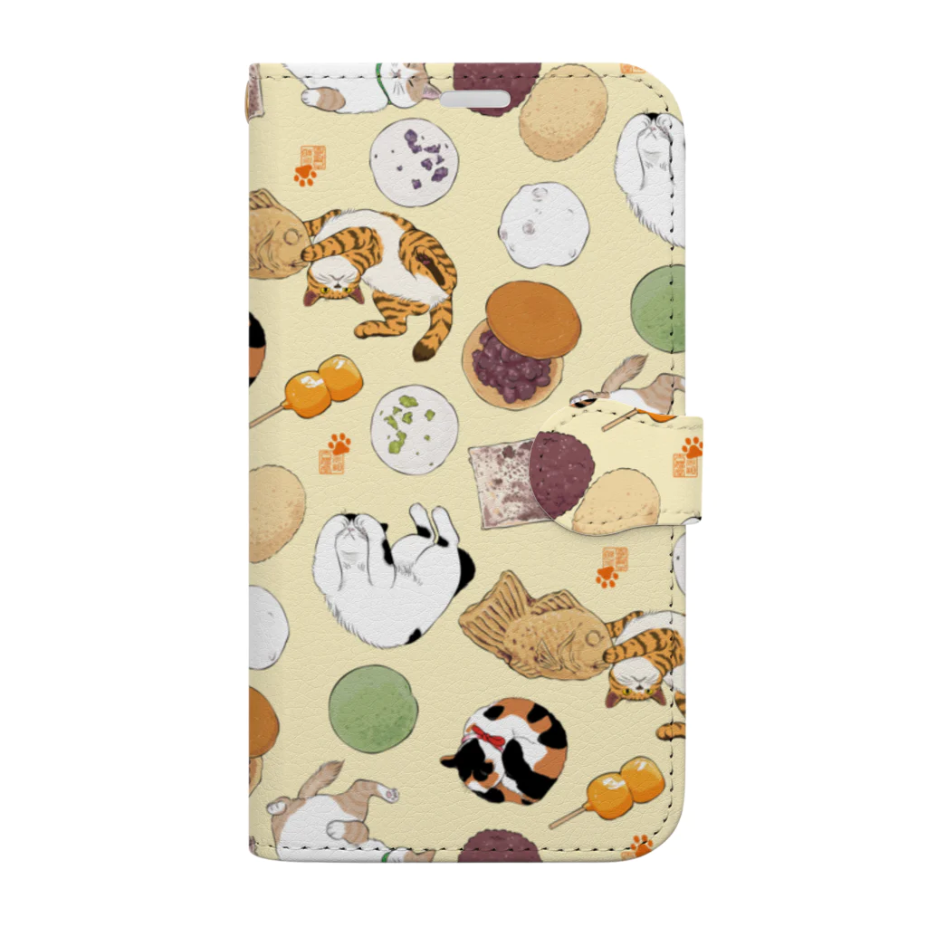 元祖ふとねこ堂の和菓子見本 Book-Style Smartphone Case