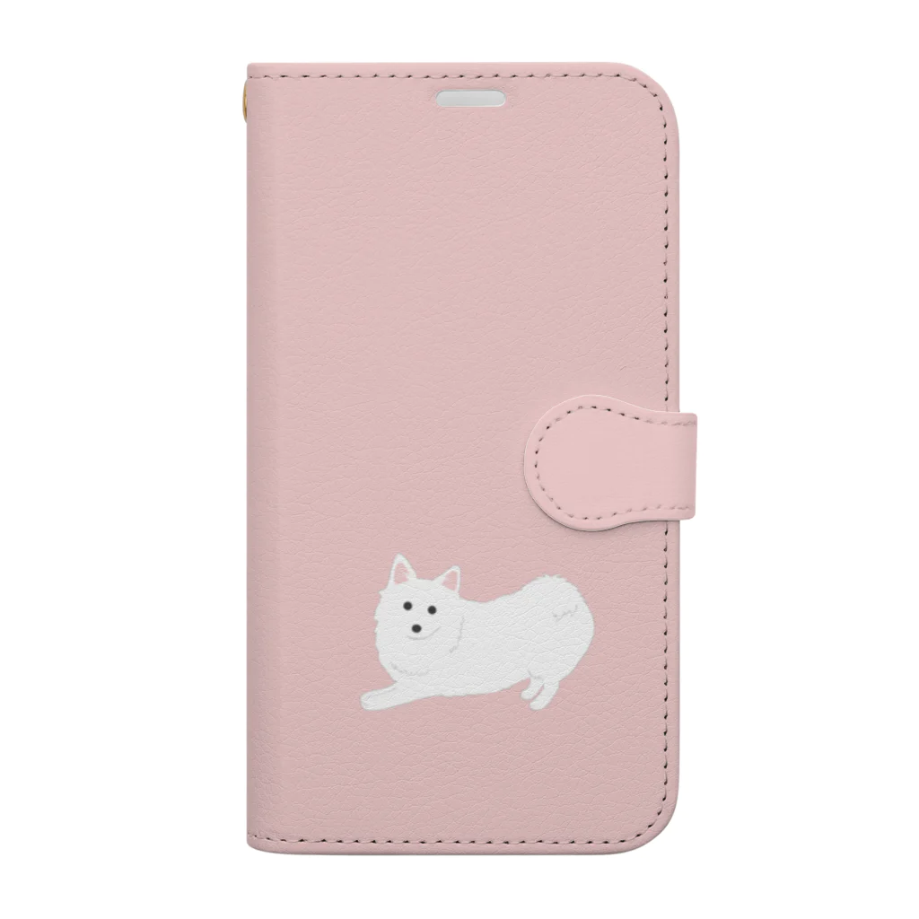 ゆいたっく／犬イラストのスピッツ(両面PK) Book-Style Smartphone Case