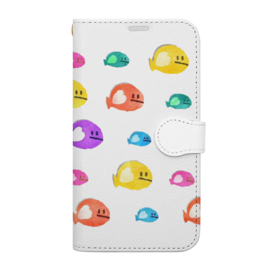 @taku coconeの@takuのイラストシリーズ　魚の大群 Book-Style Smartphone Case