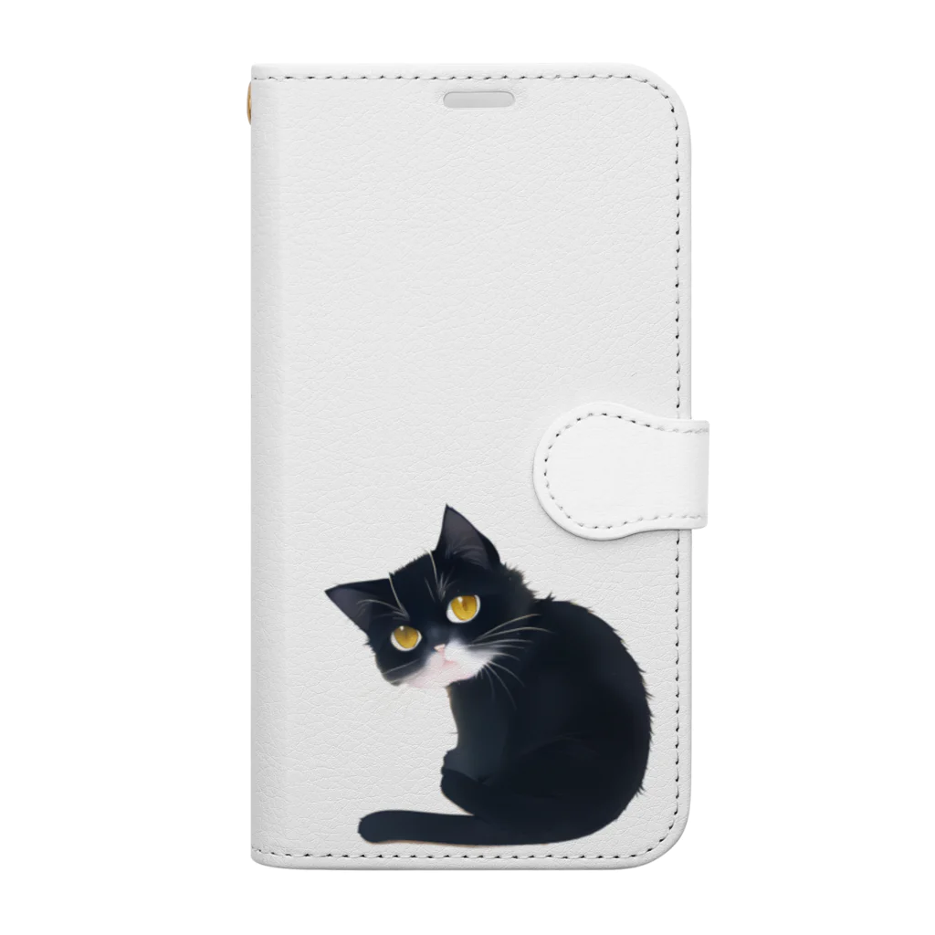 花猫の黒猫さん Book-Style Smartphone Case