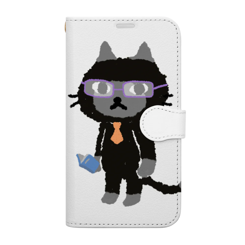 猫毛ねこの国の猫毛ねこの国の住人　学者 Book-Style Smartphone Case