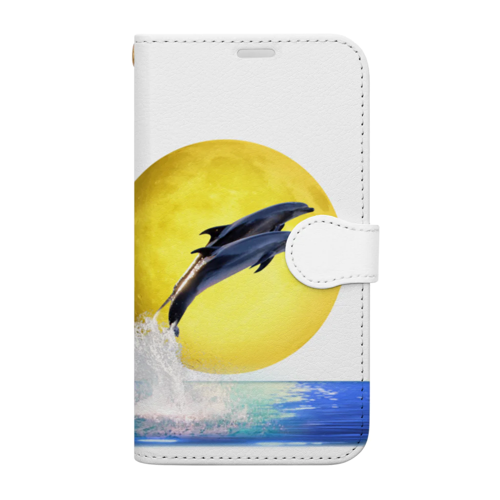 shikisai02sのdolphin jump _ full moon Book-Style Smartphone Case