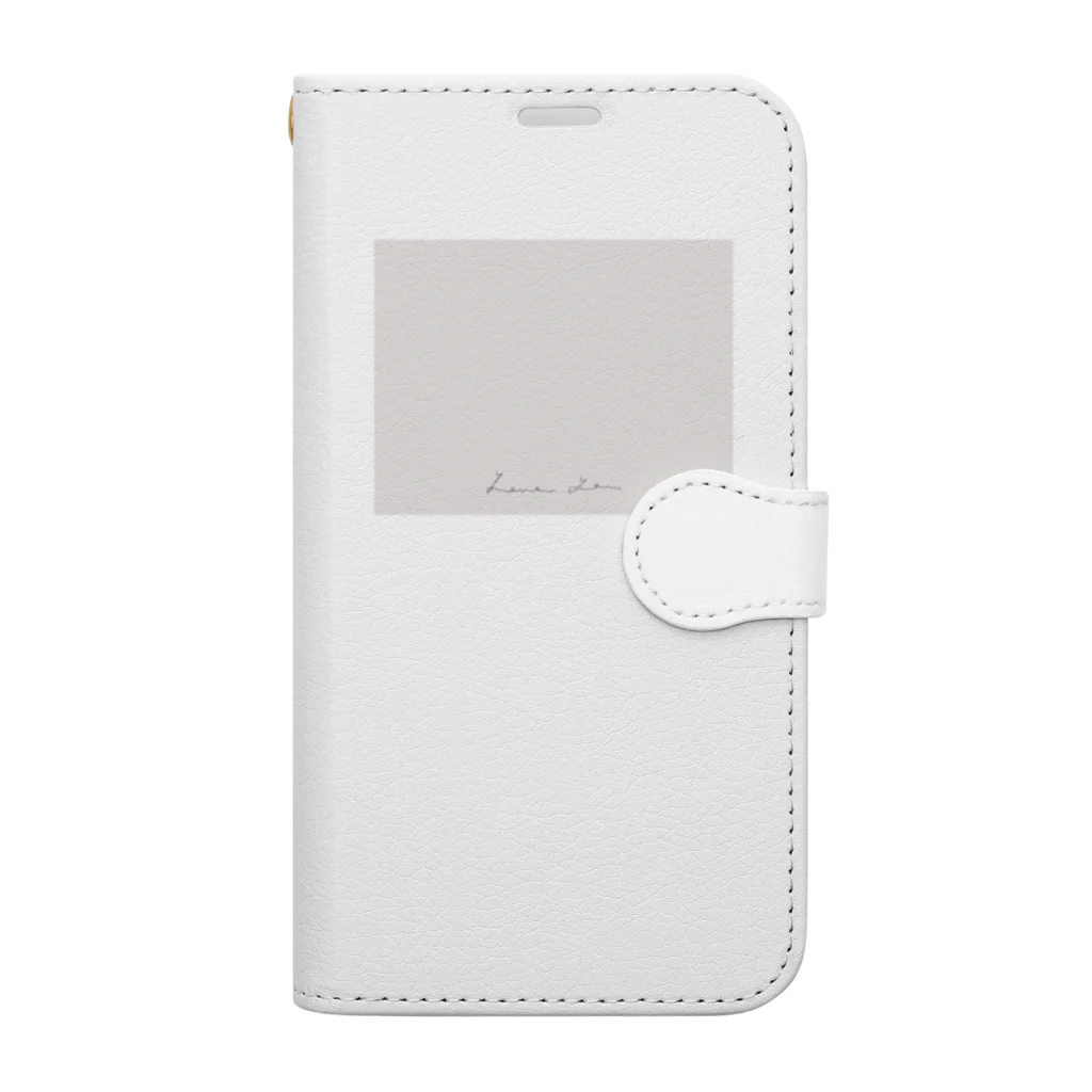 rilybiiのWhite Dusty Pink × Logo Message 手帳型スマホケース