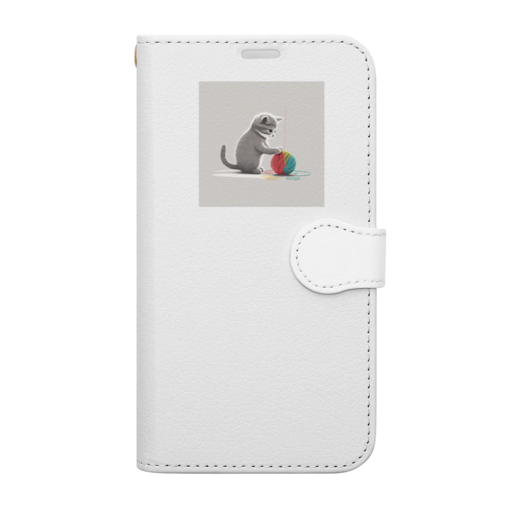 SuRa/AIイラストの毛糸と子にゃんこ Book-Style Smartphone Case